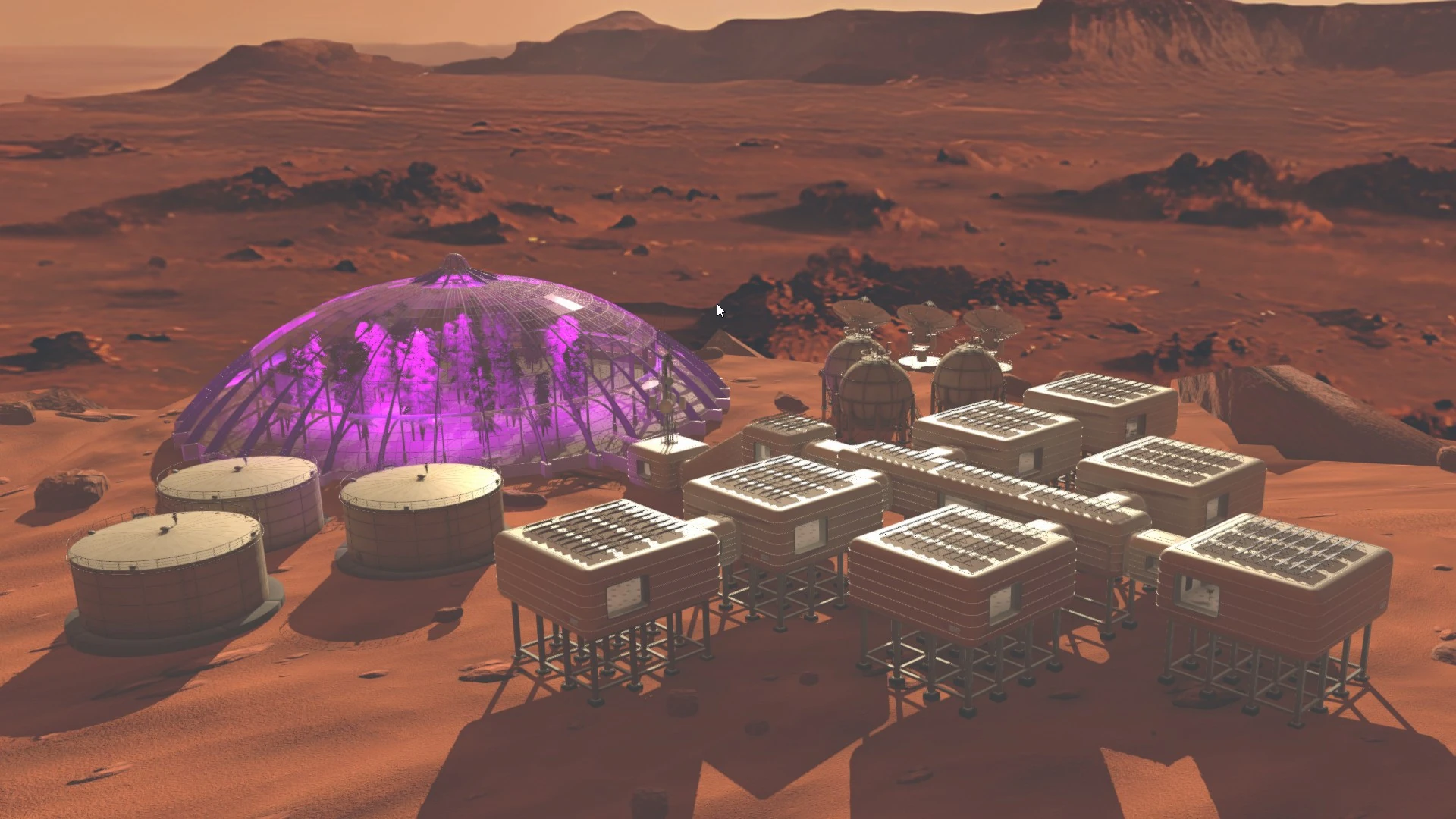 Modular Martian Micro research facility with segmented structures and integrated infrastructure.